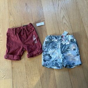 Gap Children’s Place Toddler Boys' Floral Red Chino Shorts 18-24m NWT Lot Of 2